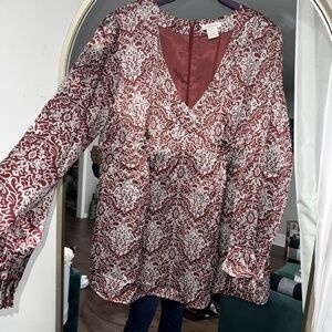 Sundance Red and White Floral Blouse